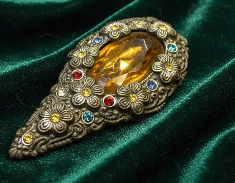 1920s Dress Clip on Jewel-Tone Velvet