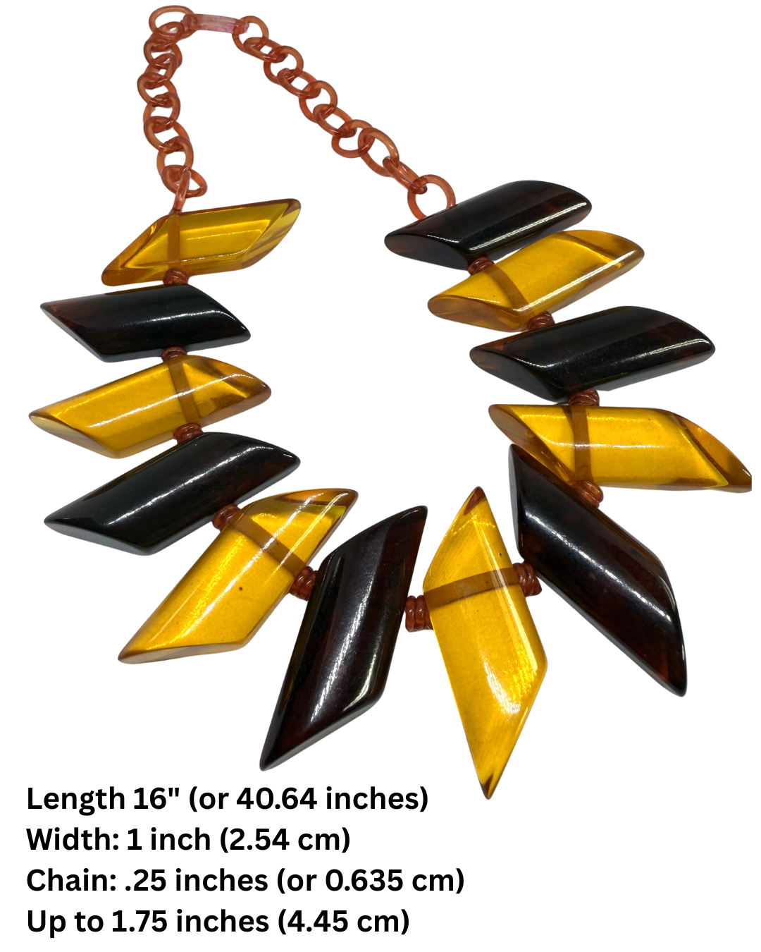 1930s Apple Juice-Tea-Bakelite-Celluloid Necklace, Geometric shaped. Own a rare piece of history