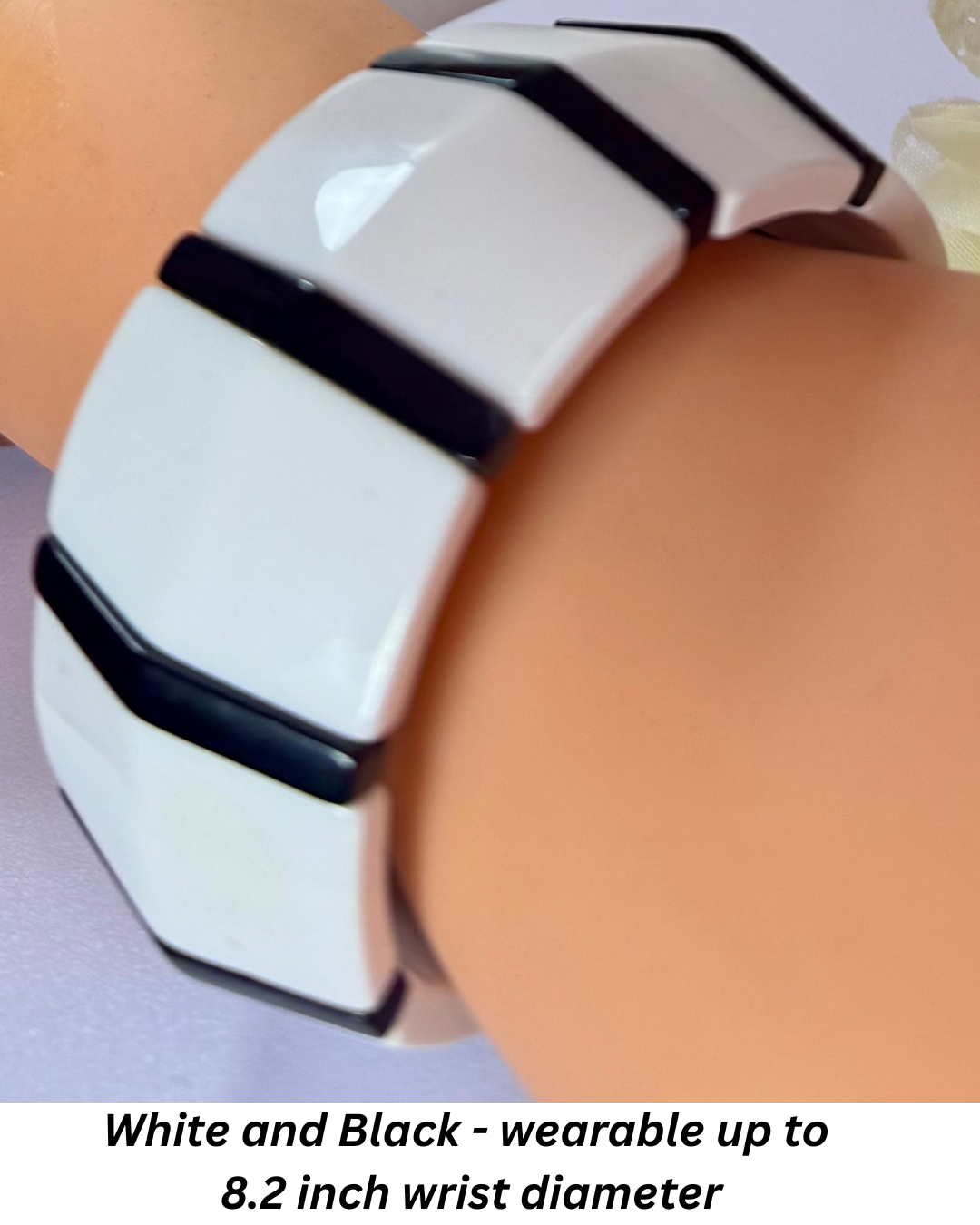 Gorgeous Black and White Bracelet and Clip-On Earrings - Gorgeous MOD, 1960s Style - Peppermint-Twist-Vintage.com