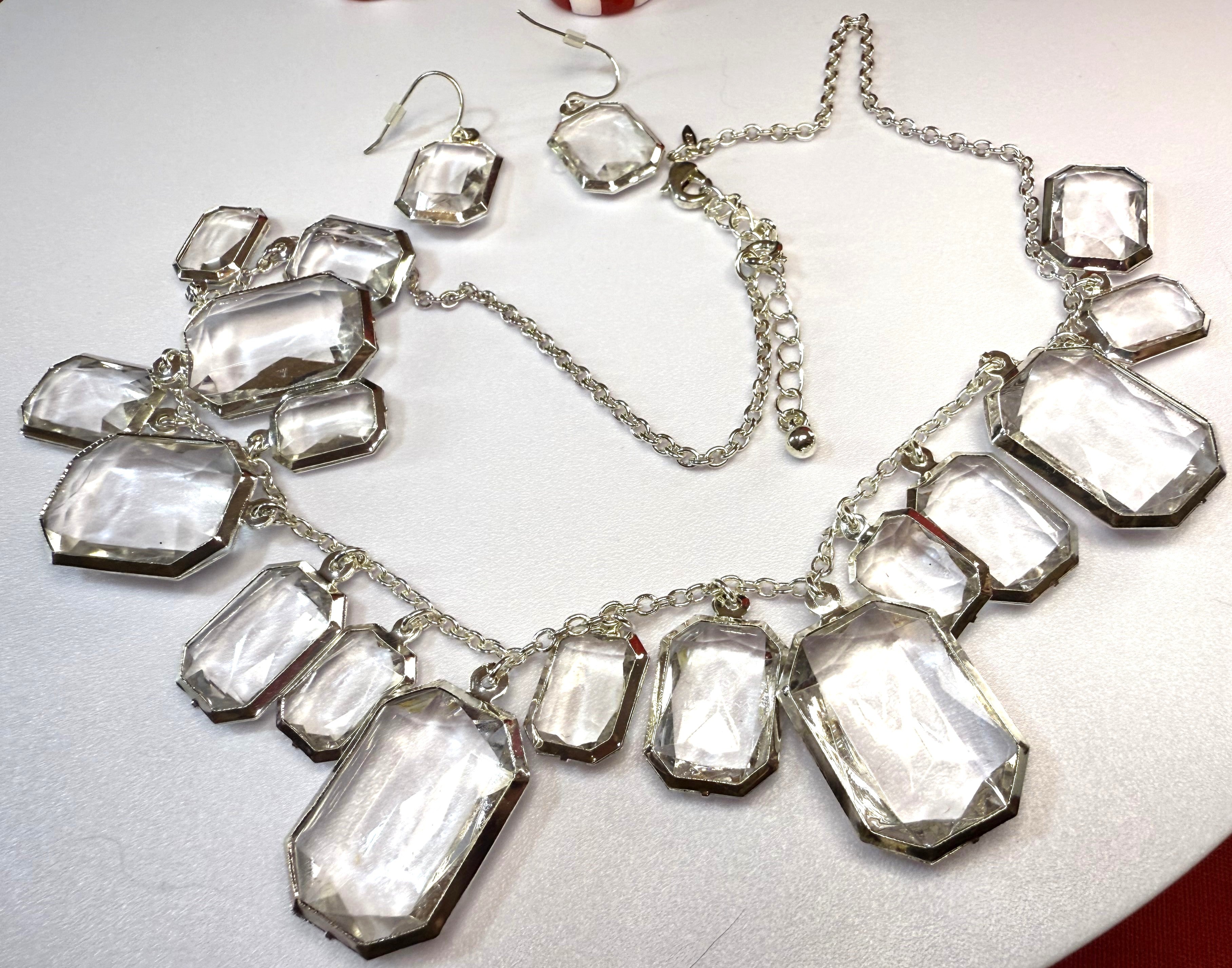 Avon - In Box Faceted Clear Bead Necklace with Carving - Peppermint-Twist-Vintage.com