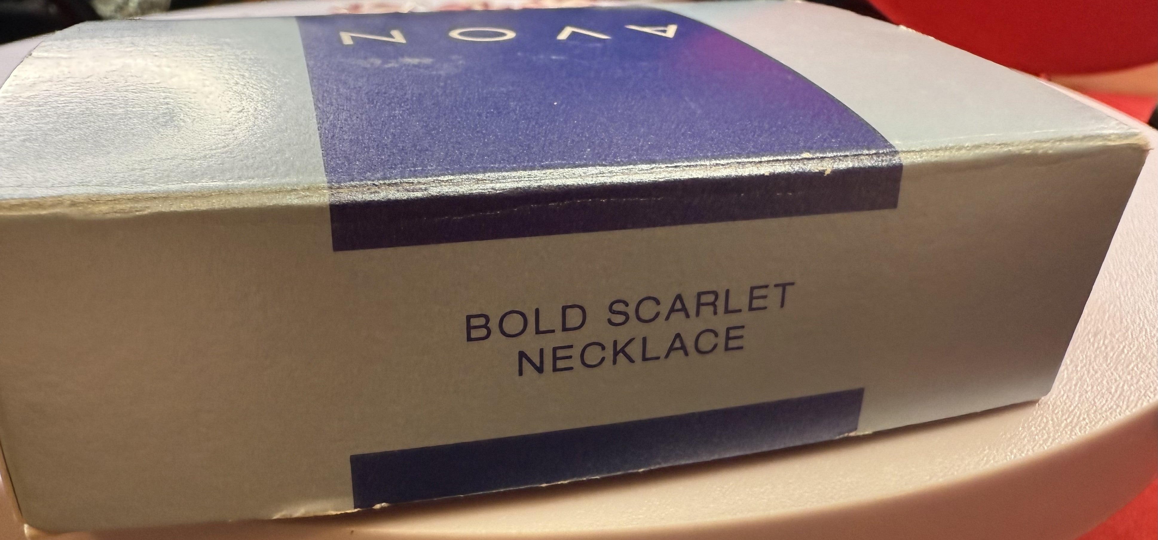 Avon - In Box Faceted Clear Bead Necklace with Carving - Peppermint-Twist-Vintage.com