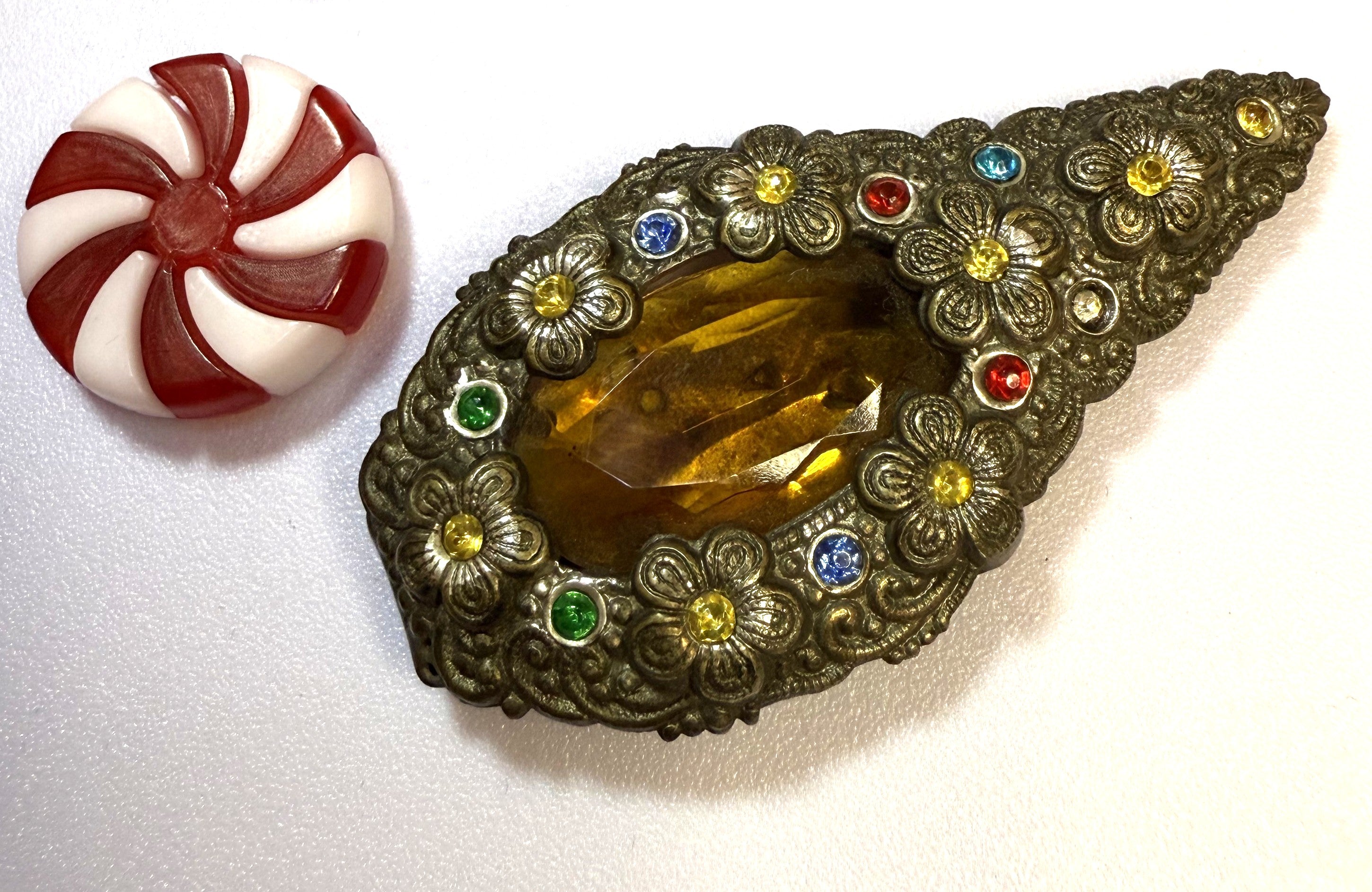 Rare Dress Clip - 1920s are earlier - stunning Austrian or Czech Stones.. A teardrop keepsake over 100 years old!