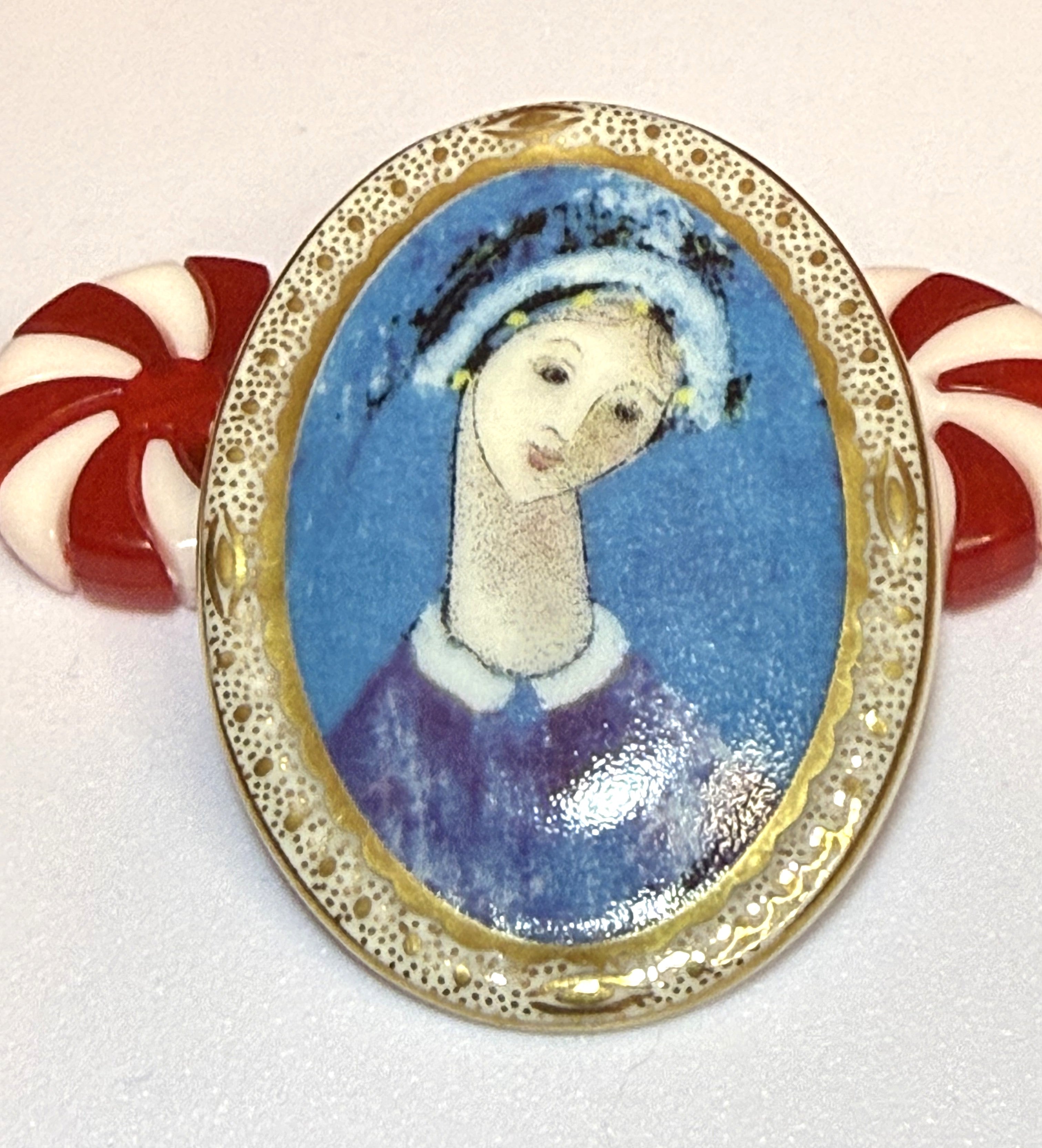 Blue Madonna Collector Brooch by P Buckley Moss Society, 1997
