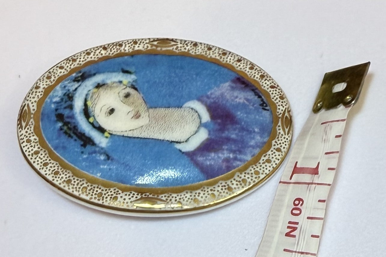 Blue Madonna Collector Brooch by P Buckley Moss Society, 1997