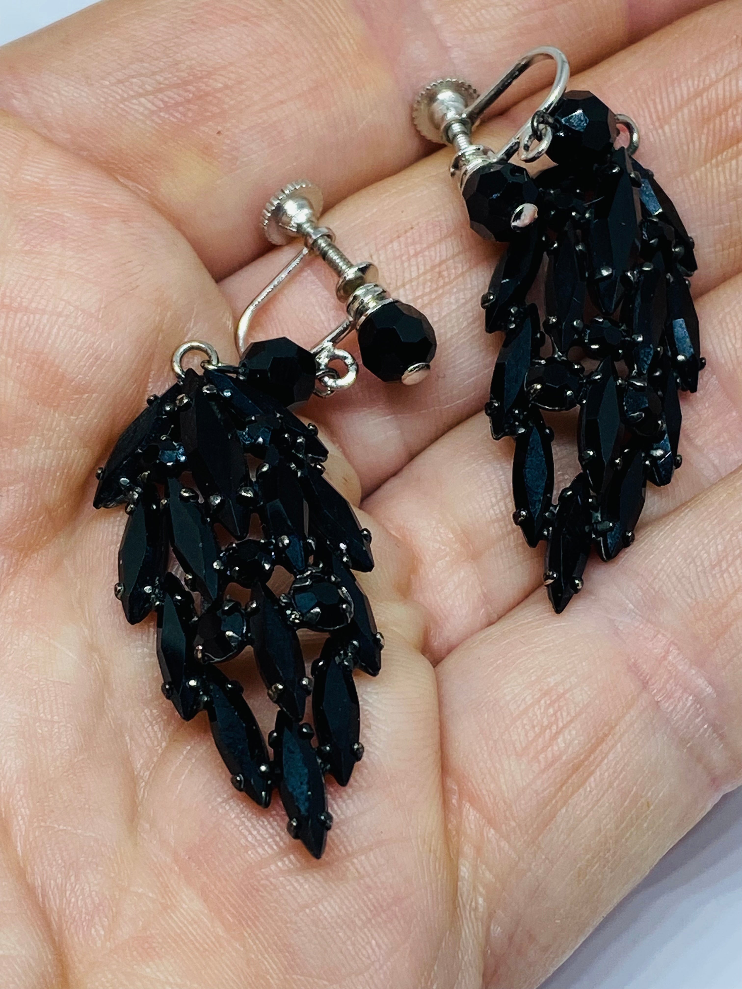 Gorgeous Vintage Avon of Belleville Black Screwback Earrings - 1950s, Boucher Designer - Peppermint-Twist-Vintage.com