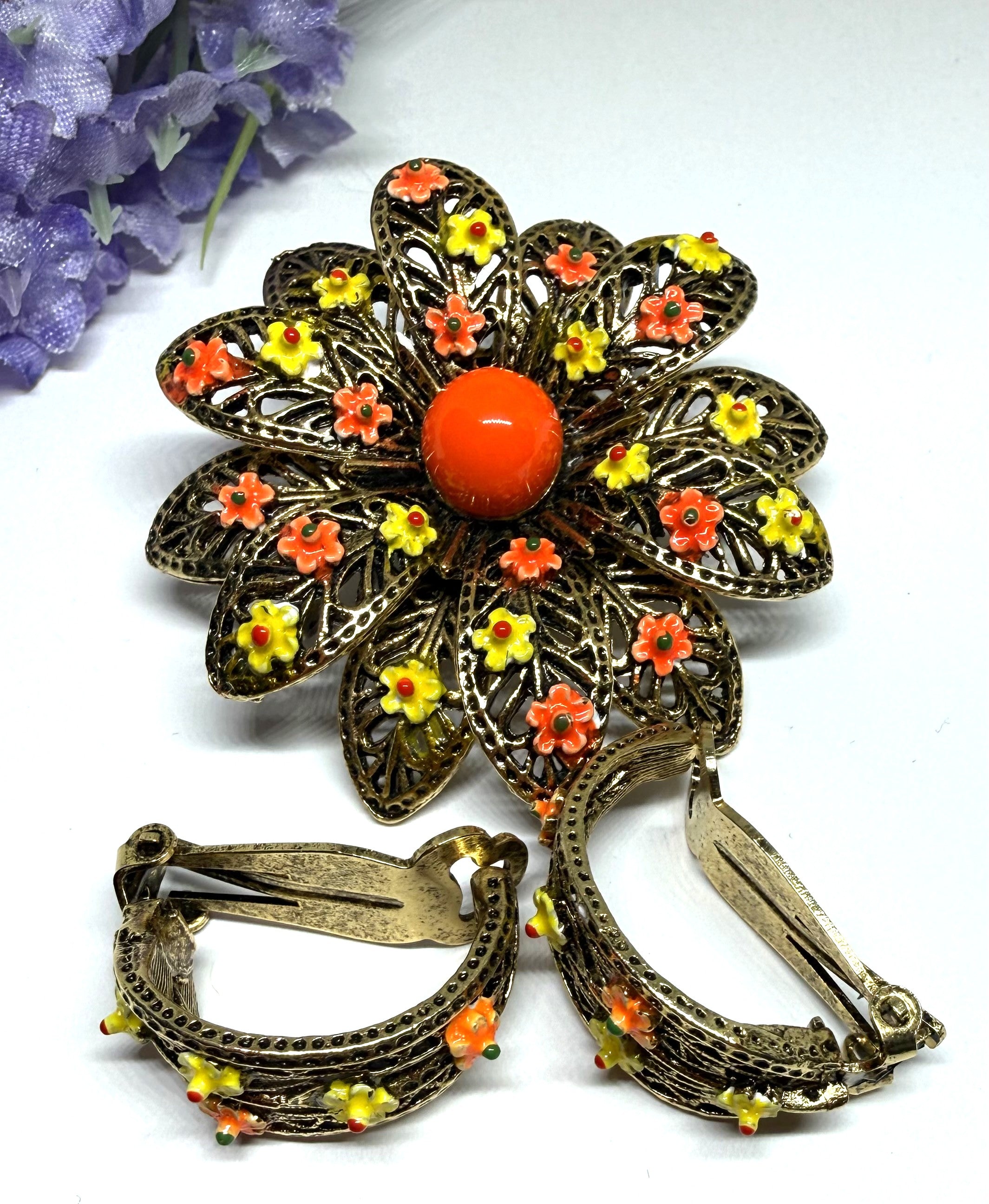 1960s ART (Arthur Pepper) Vintage Brooch and Matching Earrings