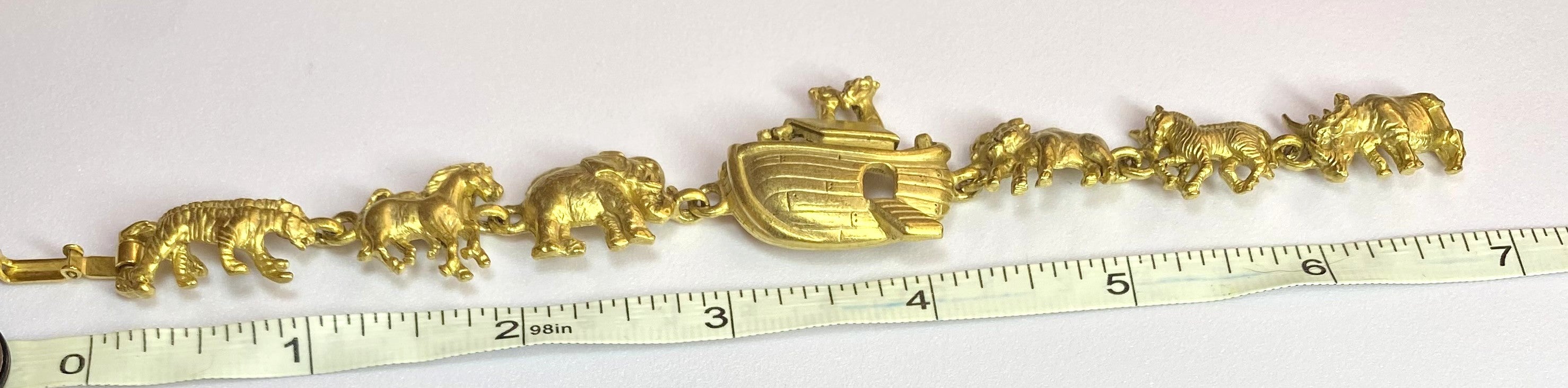 Vintage 1962 Deadstock Noah's Ark Bracelet - 7" length, NEVER WORN. Gold Tone - Peppermint-Twist-Vintage.com