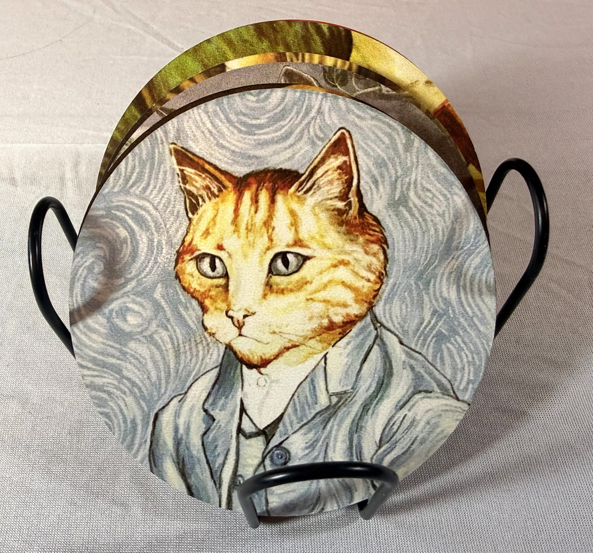Coaster Set - Set of 8 Coasters with Painted Black Iron Holder (Copy) - Peppermint-Twist-Vintage.com