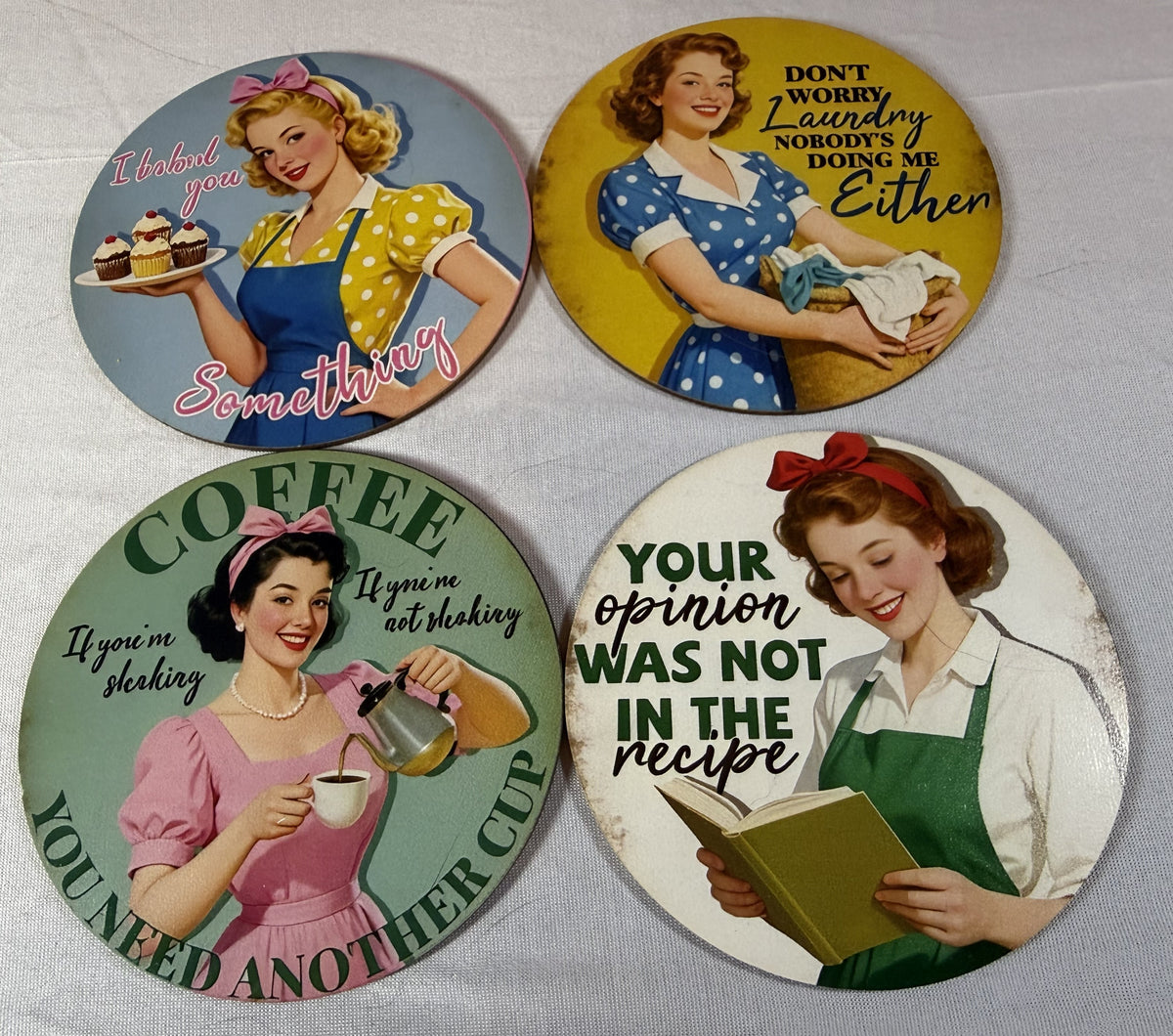 Vintage Coaster Set- 4 with holder