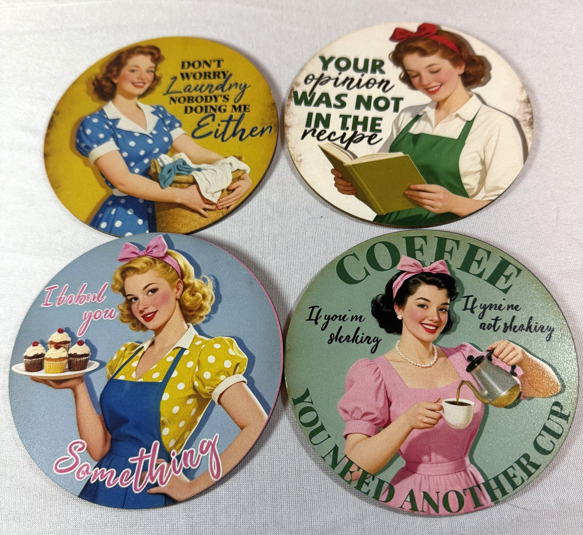 Vintage Coaster Set- 4 with holder