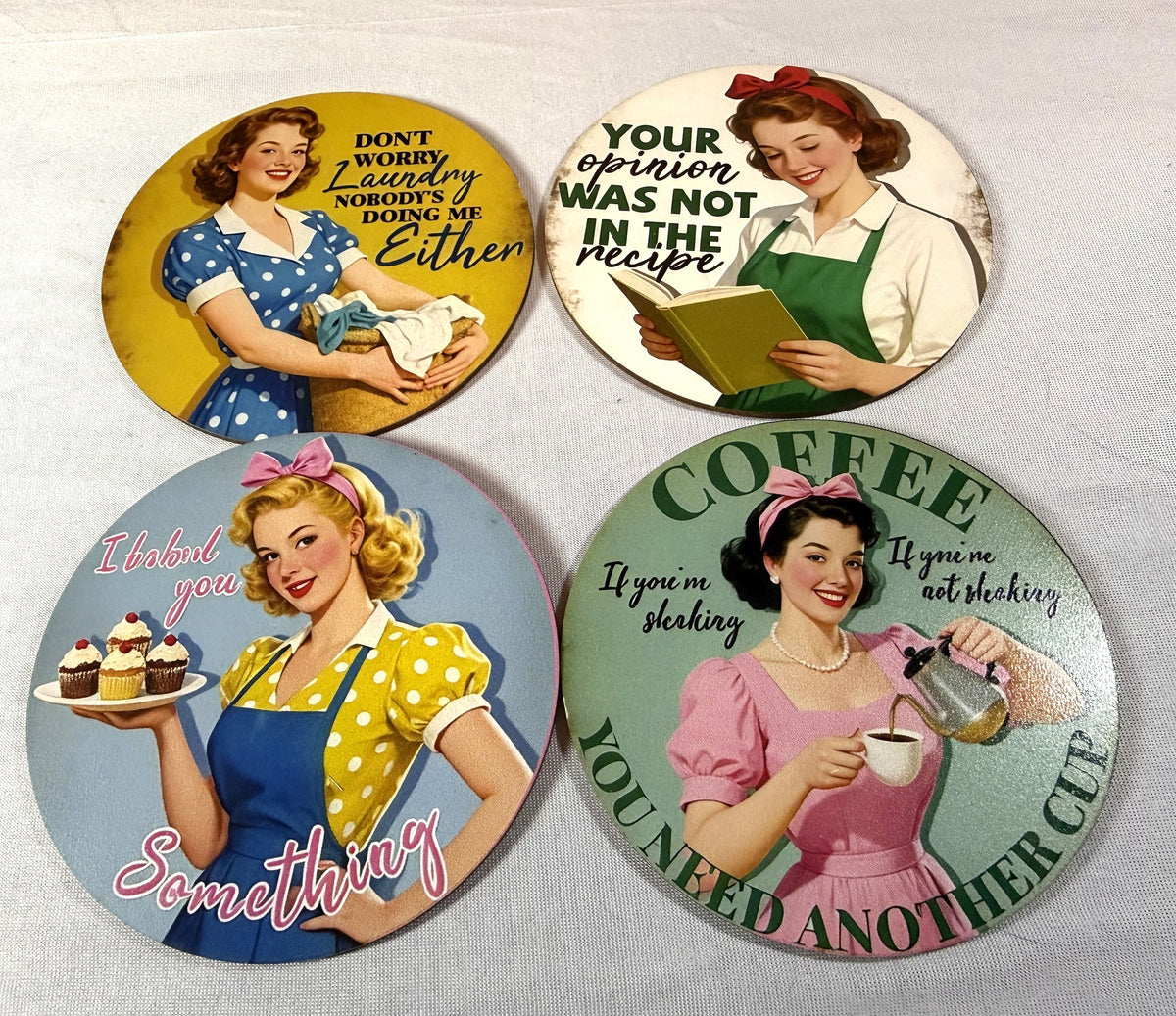 Vintage Coaster Set- 4 with holder