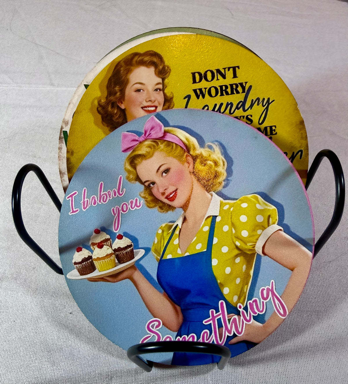 Vintage Coaster Set- 4 with holder