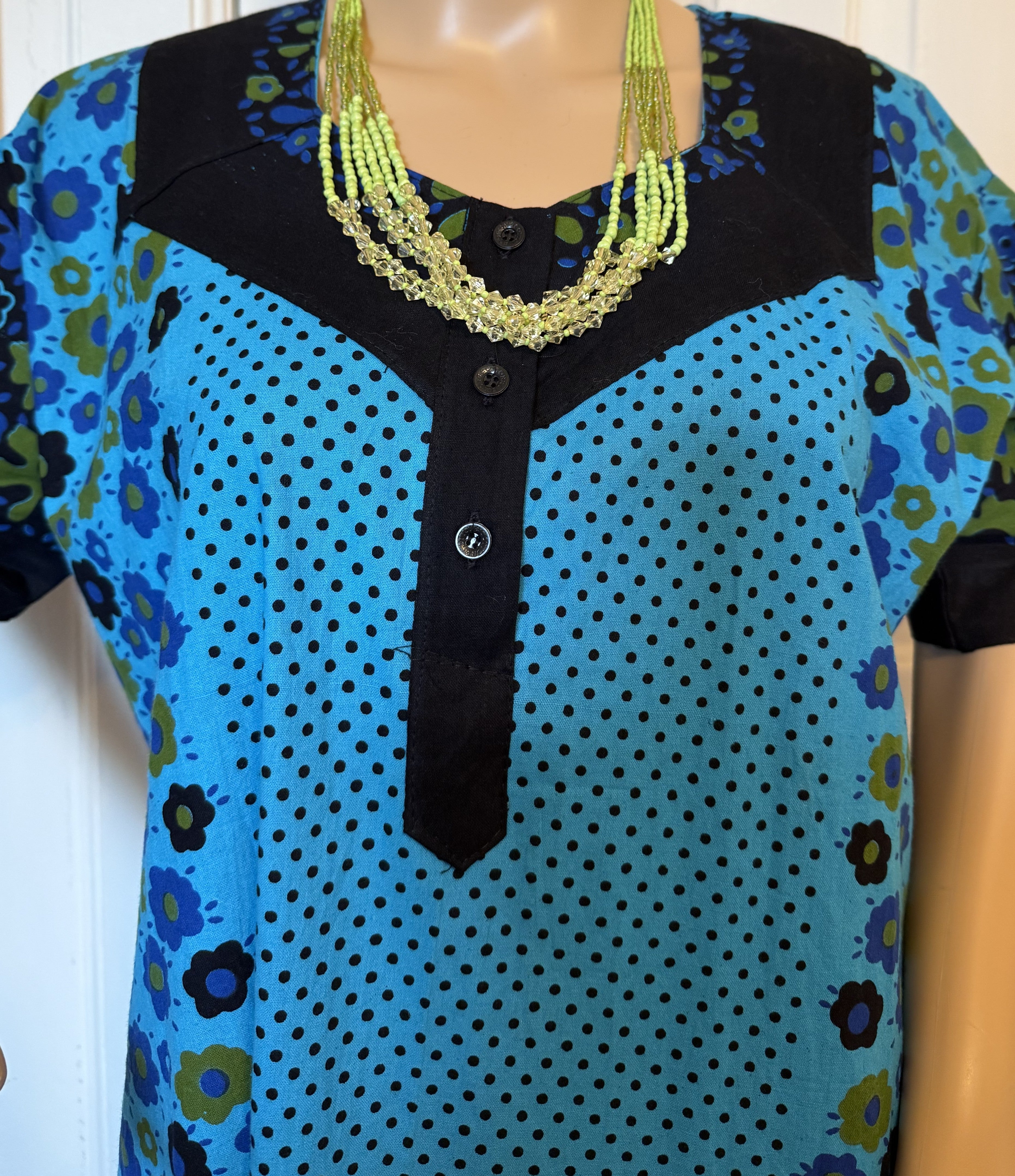 XL Size Blue Kaftan - Peppermint-Twist-Vintage.com