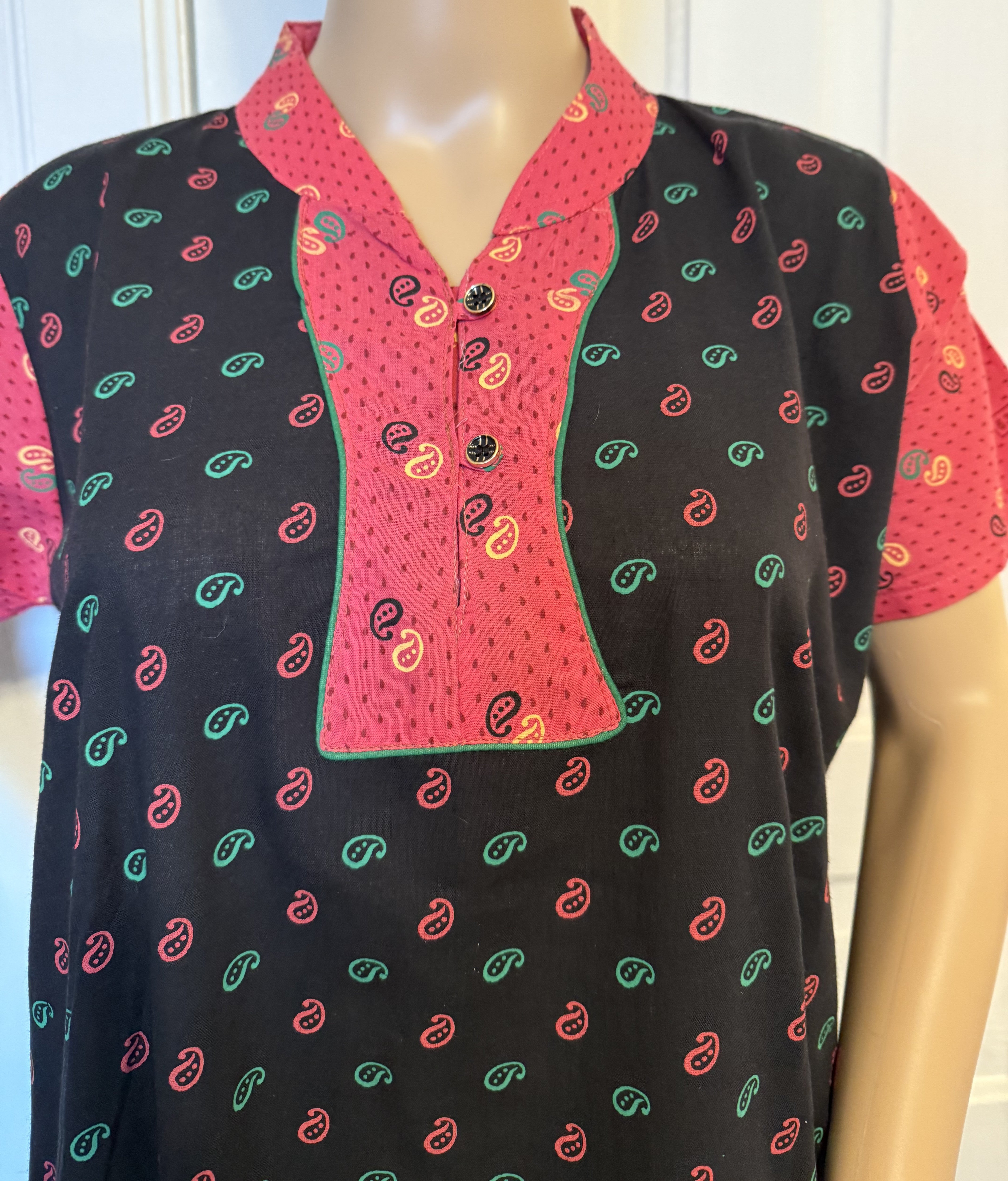 Pink and Black Patterned Kaftan, Size L