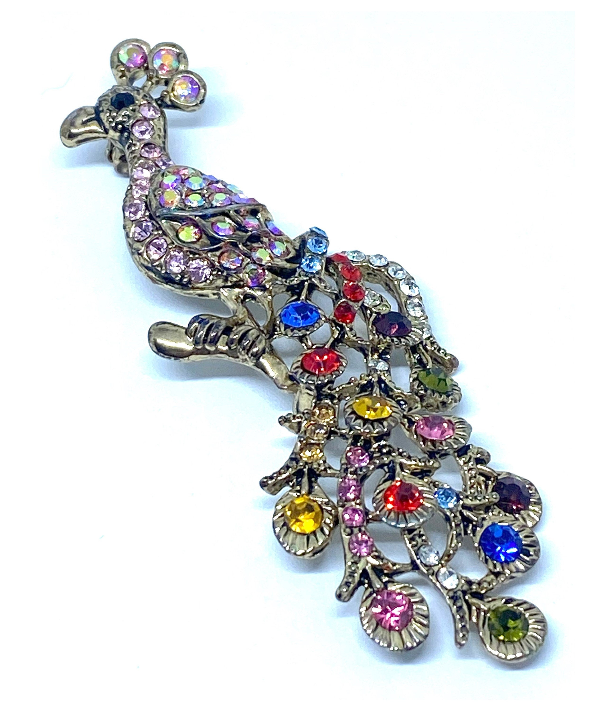 Gorgeous Colourful Peacock Brooch - Peppermint-Twist-Vintage.com