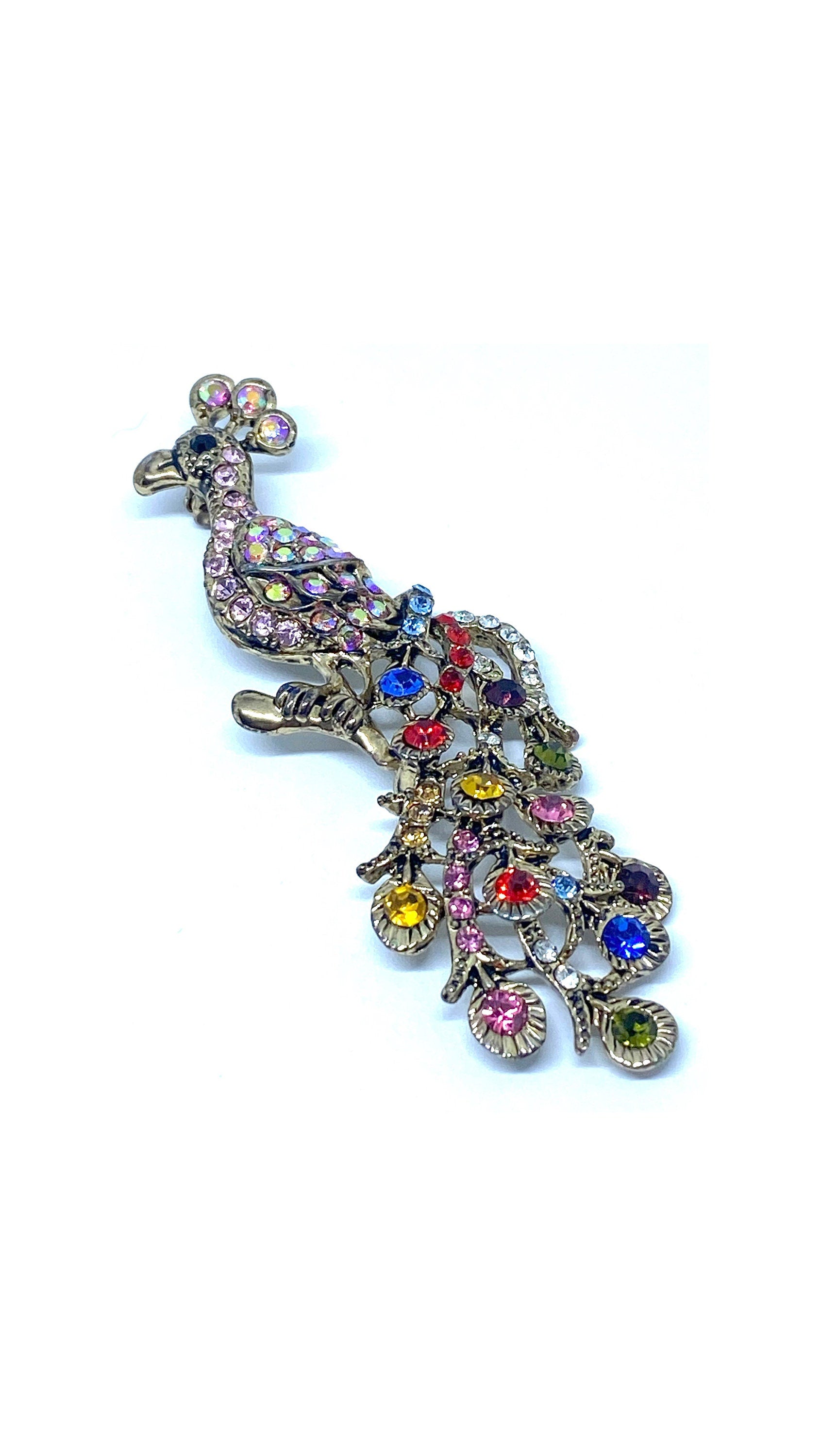 Gorgeous Colourful Peacock Brooch - Peppermint-Twist-Vintage.com
