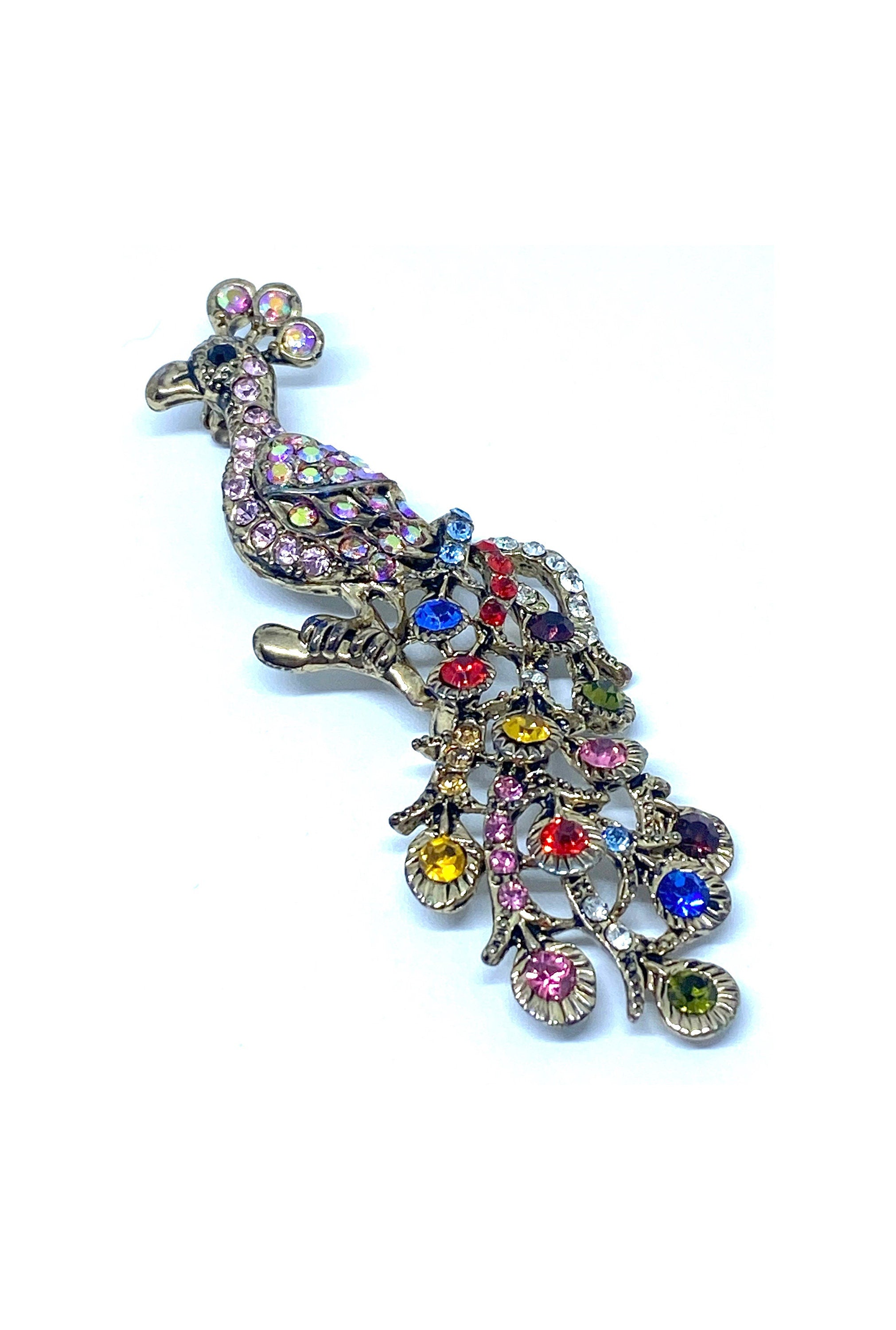 Gorgeous Colourful Peacock Brooch - Peppermint-Twist-Vintage.com