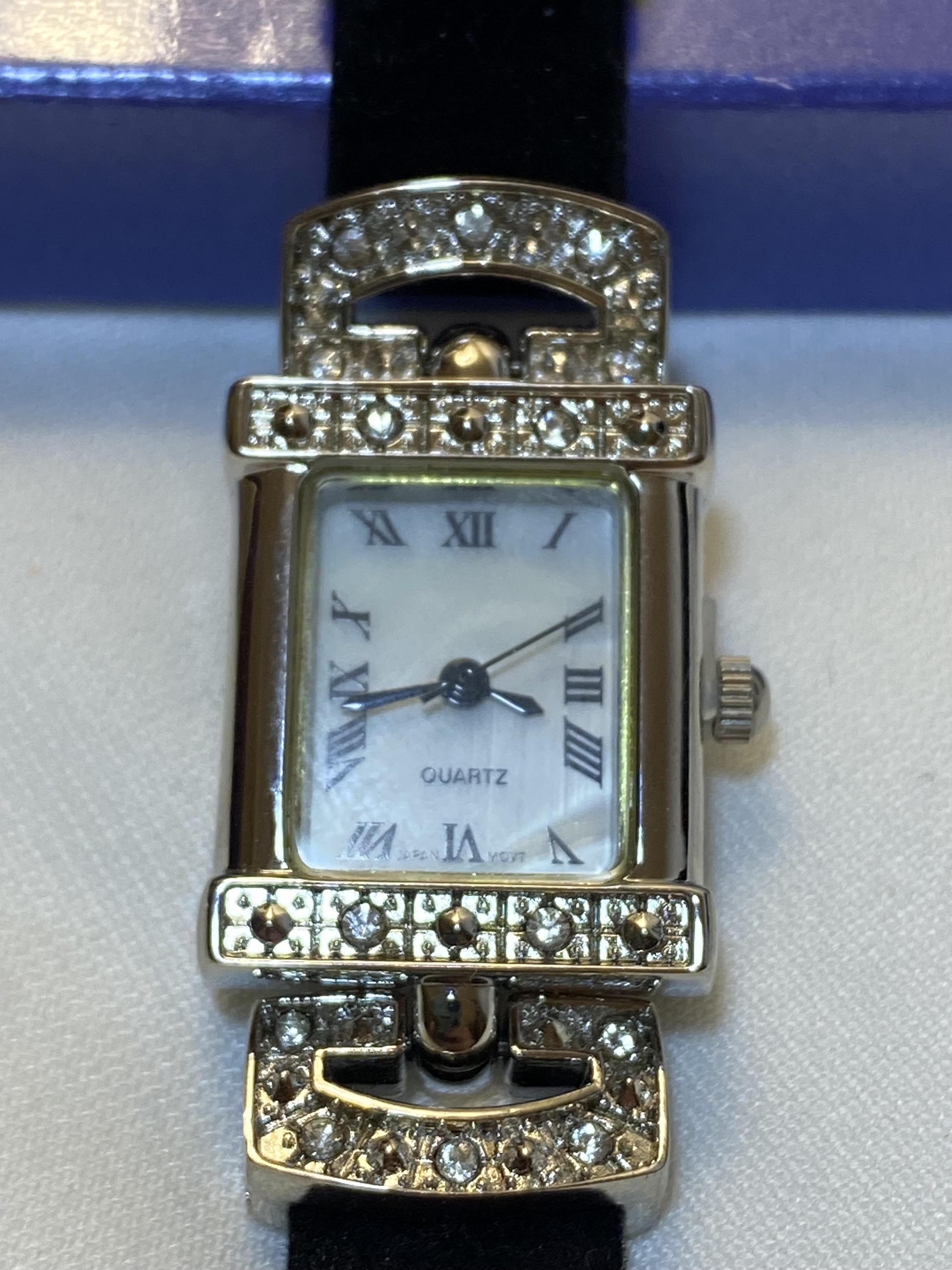 Avon, Gorgeous Rhinestone Accent Ladies Watch, New in Box (Deadstock), Vintage FSC 17312-1 - Peppermint-Twist-Vintage.com