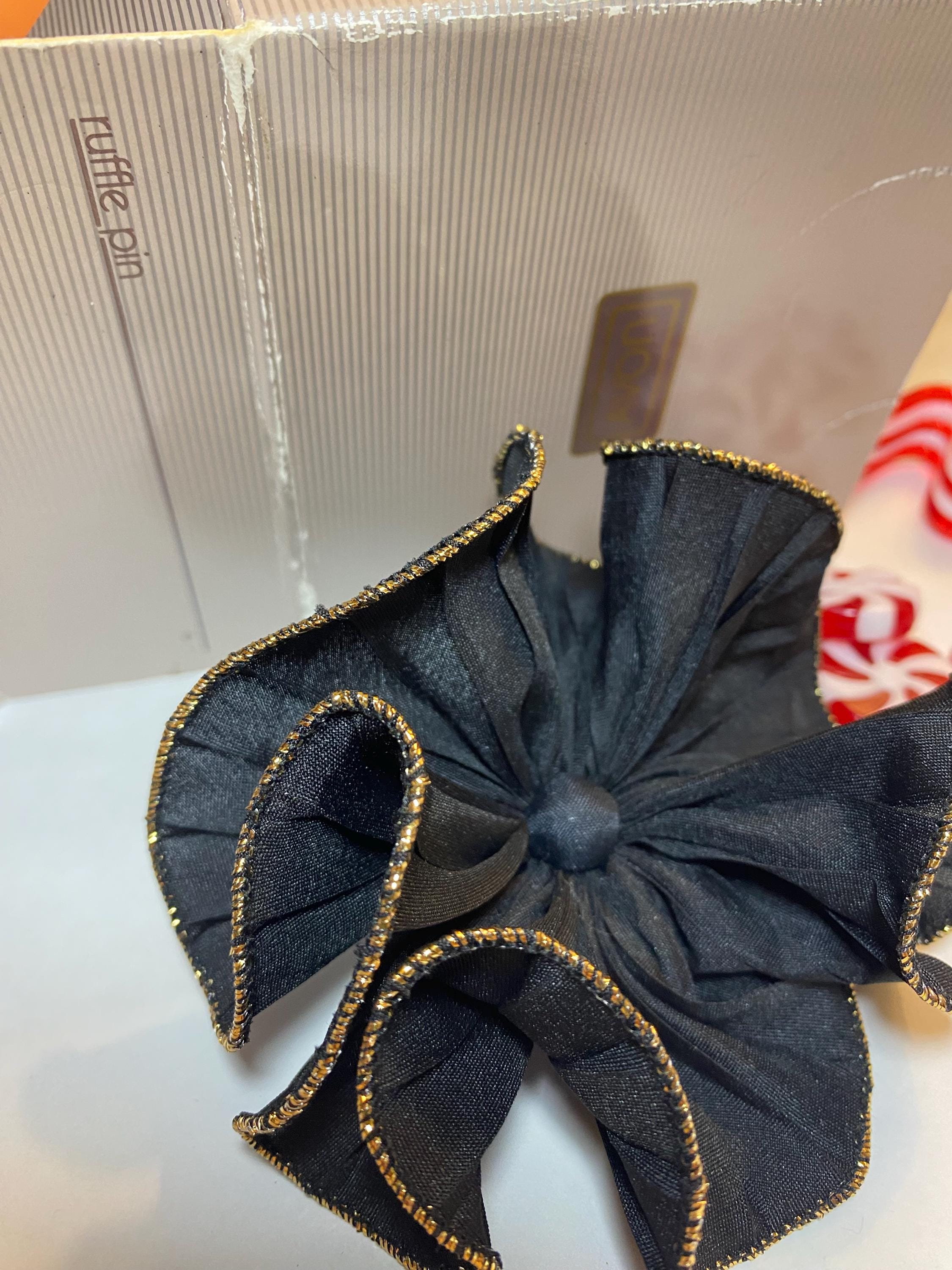 AVON Rare Ruffle Pin, 1988 - Elegant, Great on a Black Dress, Excellent Condition with Box - Peppermint-Twist-Vintage.com