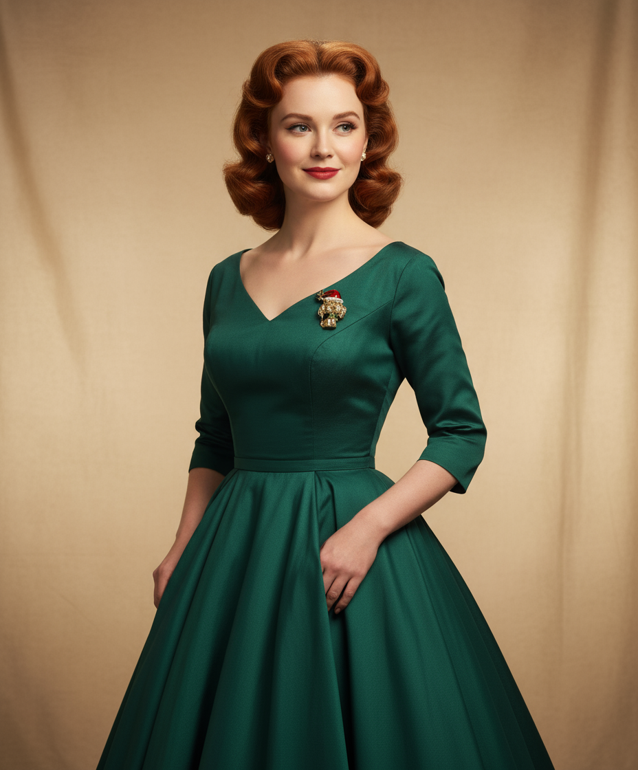 Vintage Dog Brooch on Model - Small Size