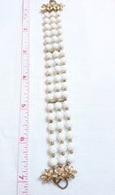 Stunning 1940s, Early 1950s Triple Strand White Beaded Faux Pearl Bracelet with Stunning Gold accents, Mid Century Modern