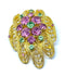 Gold Pink and Green Accent Brooch, Mint Condition - 1960s, 1970s, 1980s Stunning