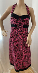 Collectif Pink and Black Leopard Print Pin-up Dress, Pencil Dress, In Mint Condition - Rockabilly, Pin-up, Punk, Size 14 US (18 UK)