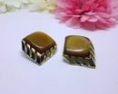 Gorgeous Tan Brown Thermoset Earrings - 1960s Vintage Clip-on + FREE Bracelet