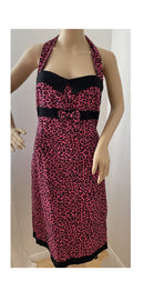 Collectif Pink and Black Leopard Print Pin-up Dress, Pencil Dress, In Mint Condition - Rockabilly, Pin-up, Punk, Size 14 US (18 UK)