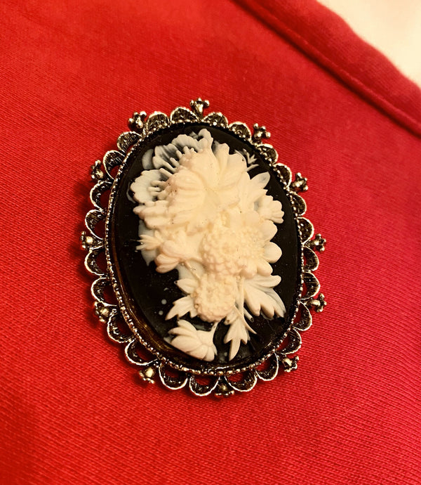 Gerry's Vintage Floral Carved Brooch, 1980, Cameo Style, In Wonderful Condition