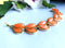 Gorgeous Tangerine Thermoset Bracelet - 7",  Vintage 1950s, 1960s Heart or Leaf Pattern, Excellent Condition