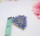 Dazzling Sea Blue Marquis Rhinestone Triangle Brooch - Vintage Glamour Piece