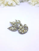 1950s Rhinestone, Pearl and Silver Statement Brooch - Gorgeous Leaf, Swirl Pattern