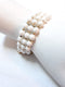 Stunning 1940s, Early 1950s Triple Strand White Beaded Faux Pearl Bracelet with Stunning Gold accents, Mid Century Modern