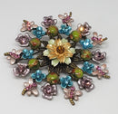 Stunning Vintage Floral Brooch with Butterflies - Large