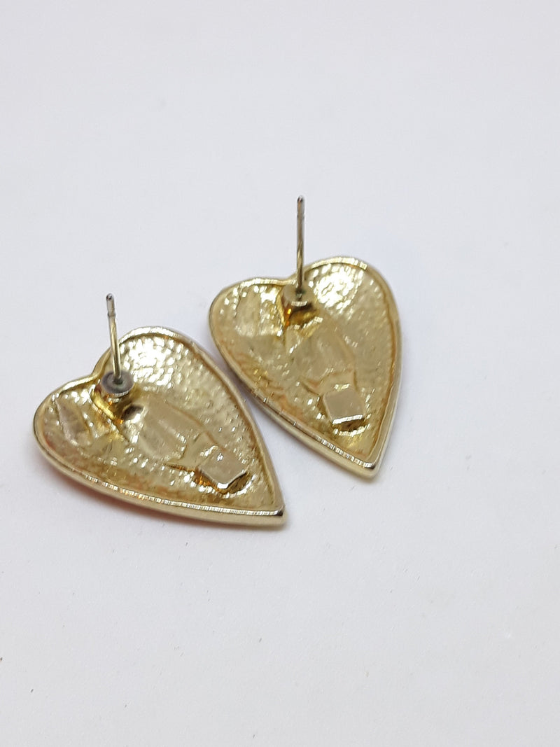 Red Heart Metal Earrings - Pierced, 1960s-70s