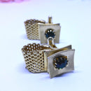 Gorgeous, Gold Tone Buckle Cuff Links with Emerald Stone