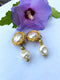 Kate Hinds, Fresh Water Pearl and Gold Dangle Clip-On Earrings