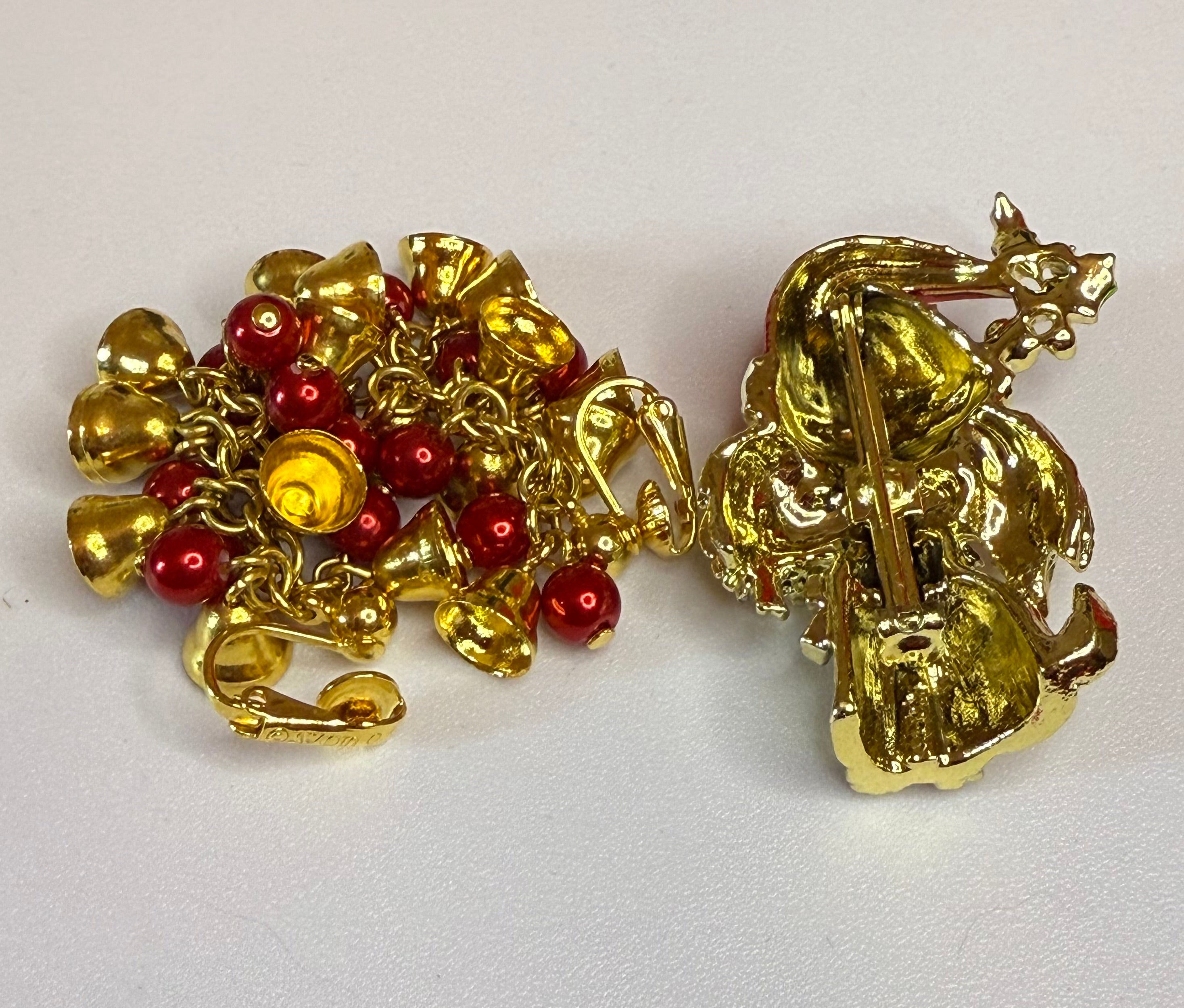 AVON Vintage Holiday Earrings, Clip-Ons and Dog Brooch