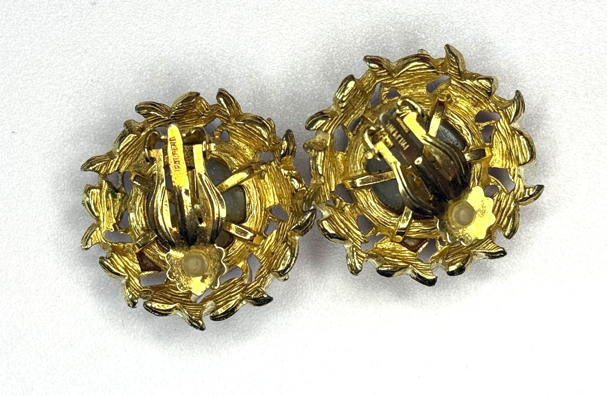 Gorgeous Vintage Millefiori Clip on Earrings - Patent Pending, 1960s Gorgeous - Peppermint-Twist-Vintage.com