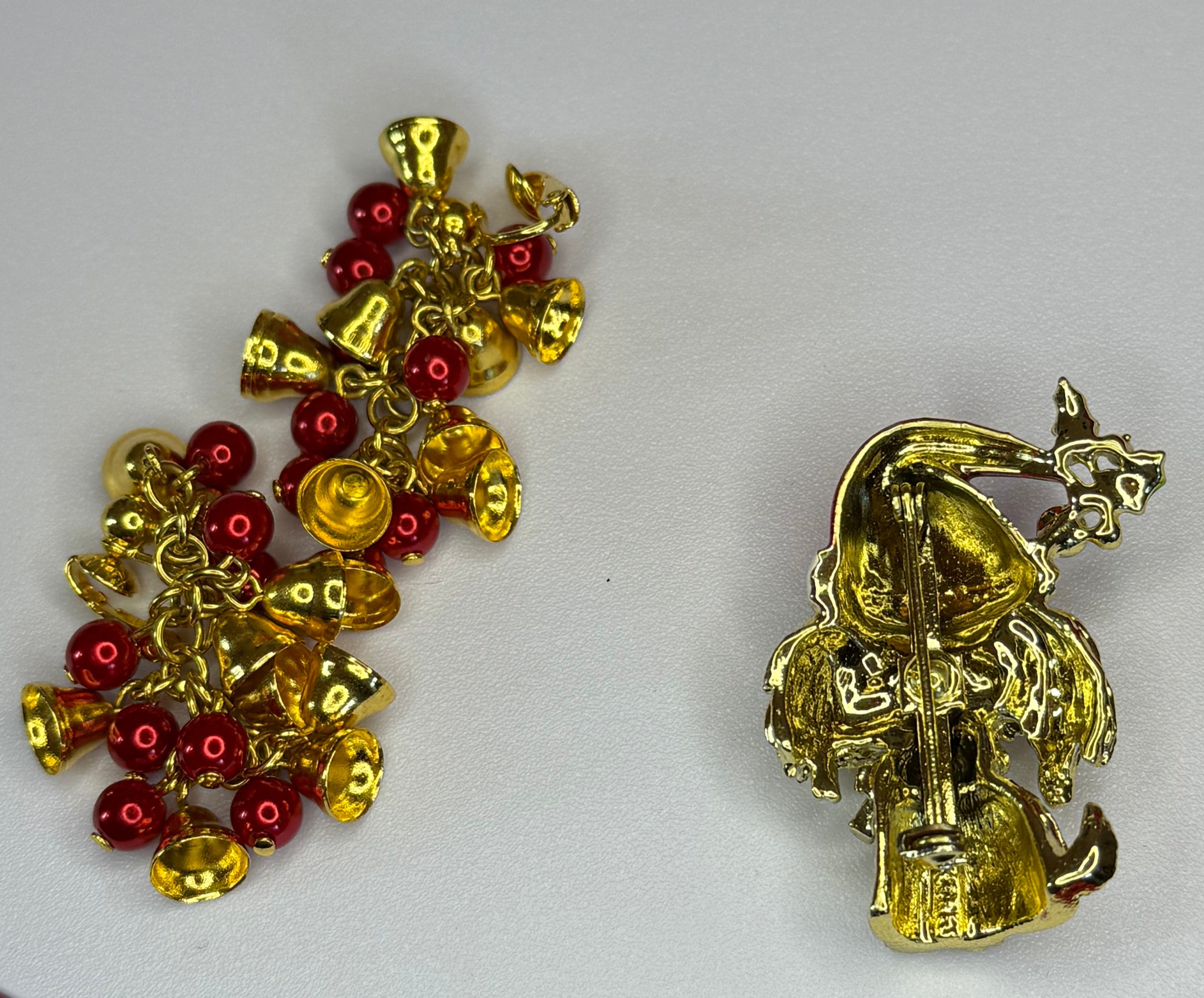 AVON Vintage Holiday Earrings, Clip-Ons and Dog Brooch