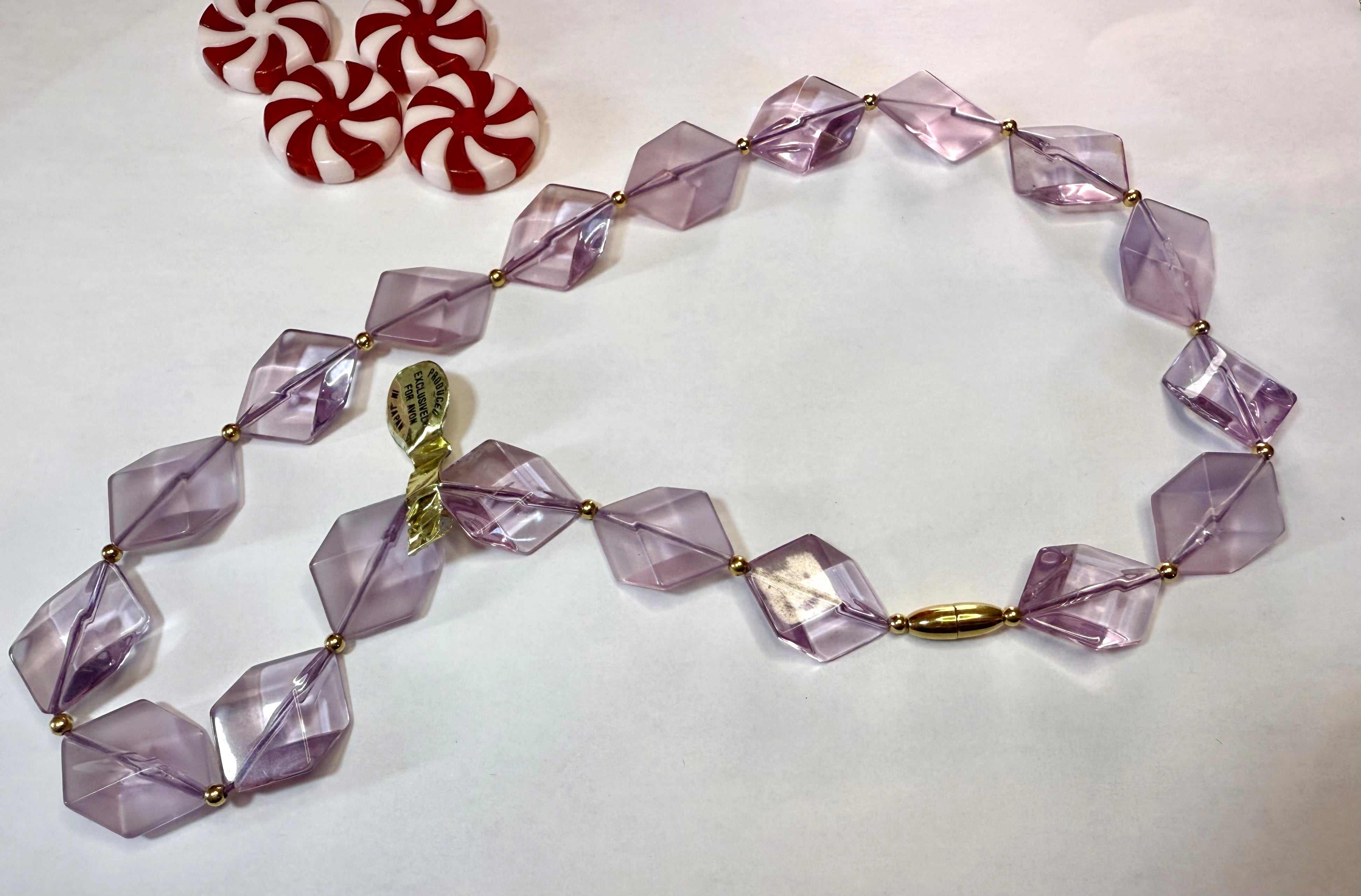 Avon Vintage Deadstock (Never Used, New with tags) Crystal Impressions Lavender Necklace