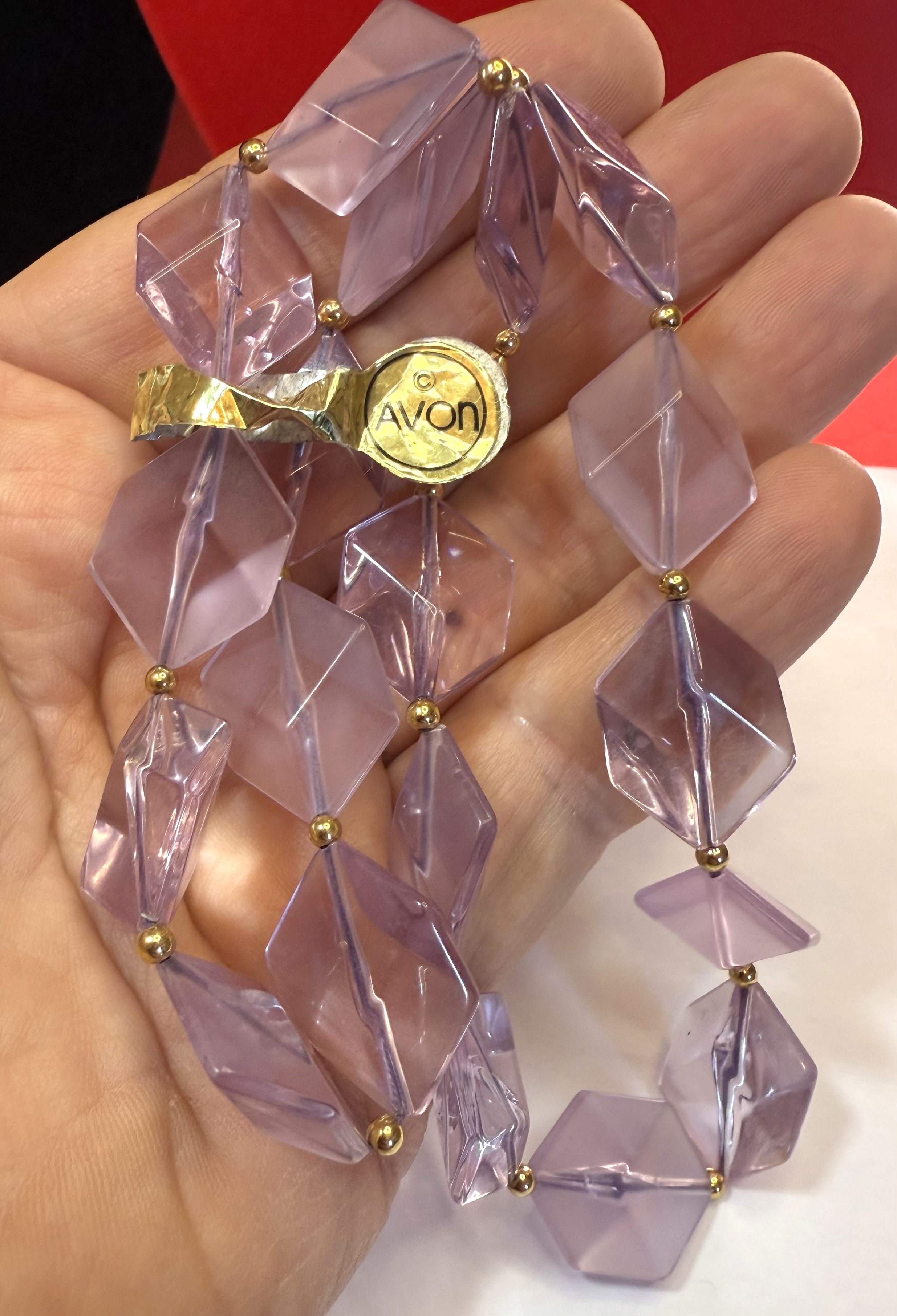 Avon Vintage Deadstock (Never Used, New with tags) Crystal Impressions Lavender Necklace