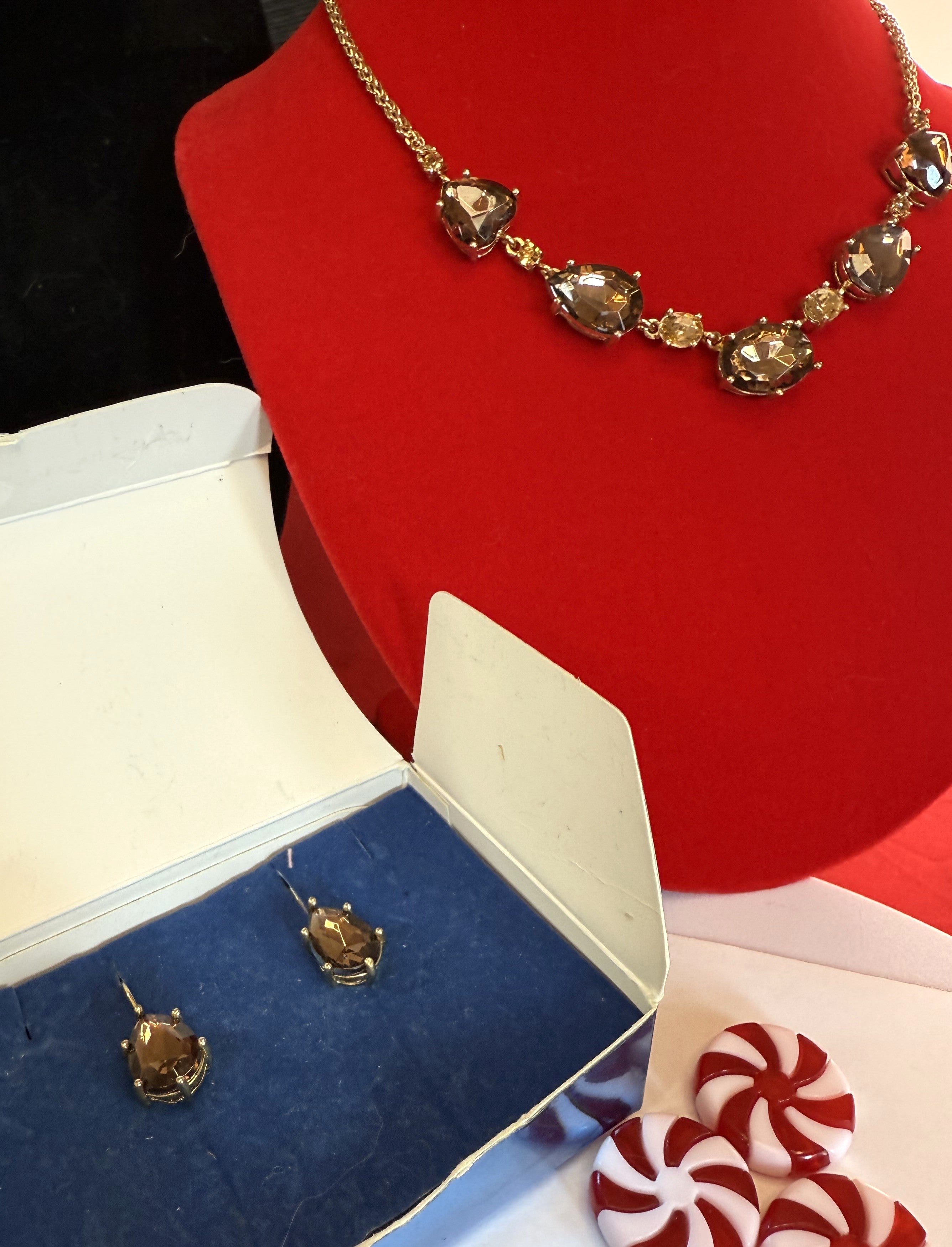 Avon - In Box, Topax Jewelry Set - Pierced Earrings and Neckalce