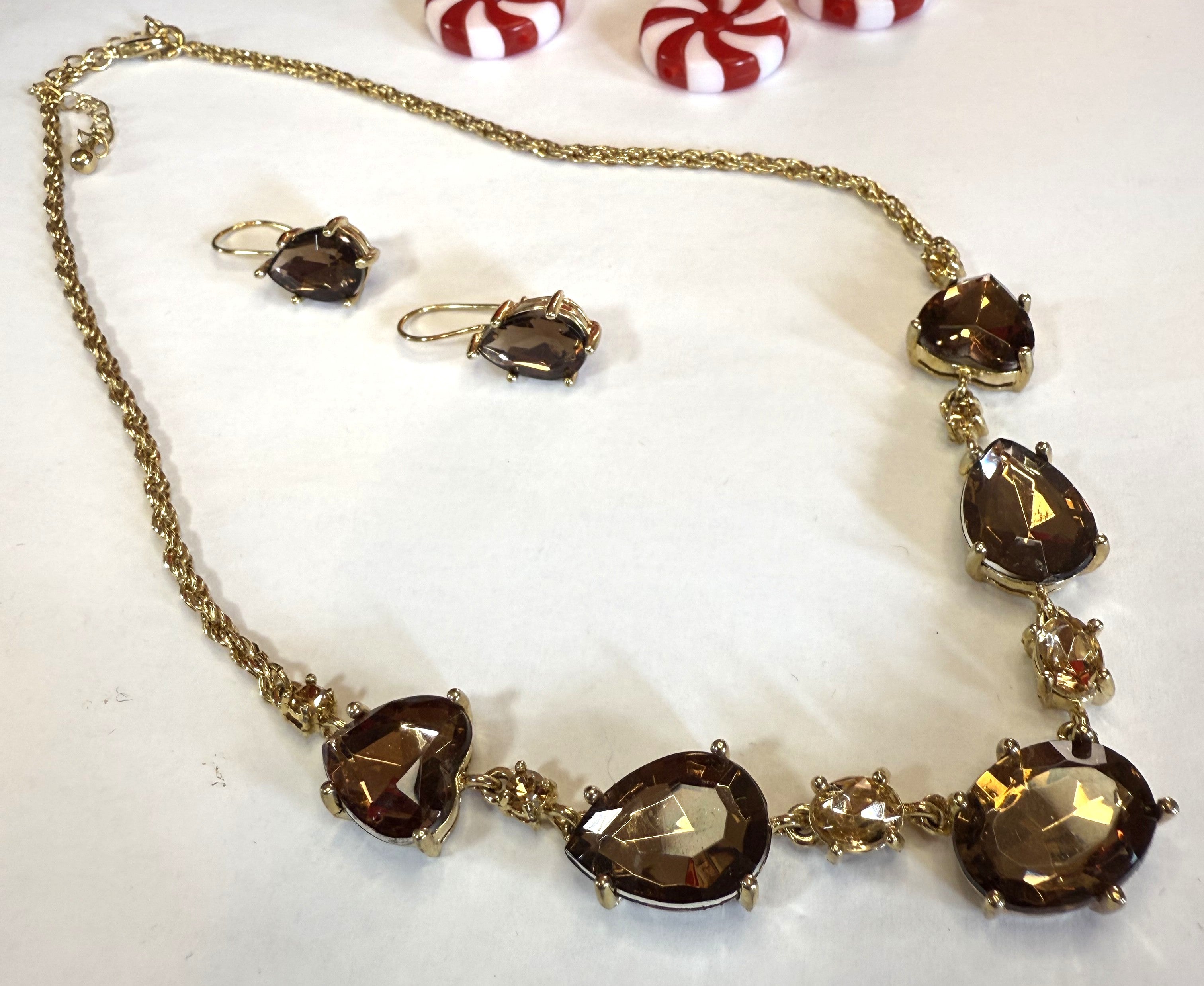 Avon - In Box, Topax Jewelry Set - Pierced Earrings and Neckalce