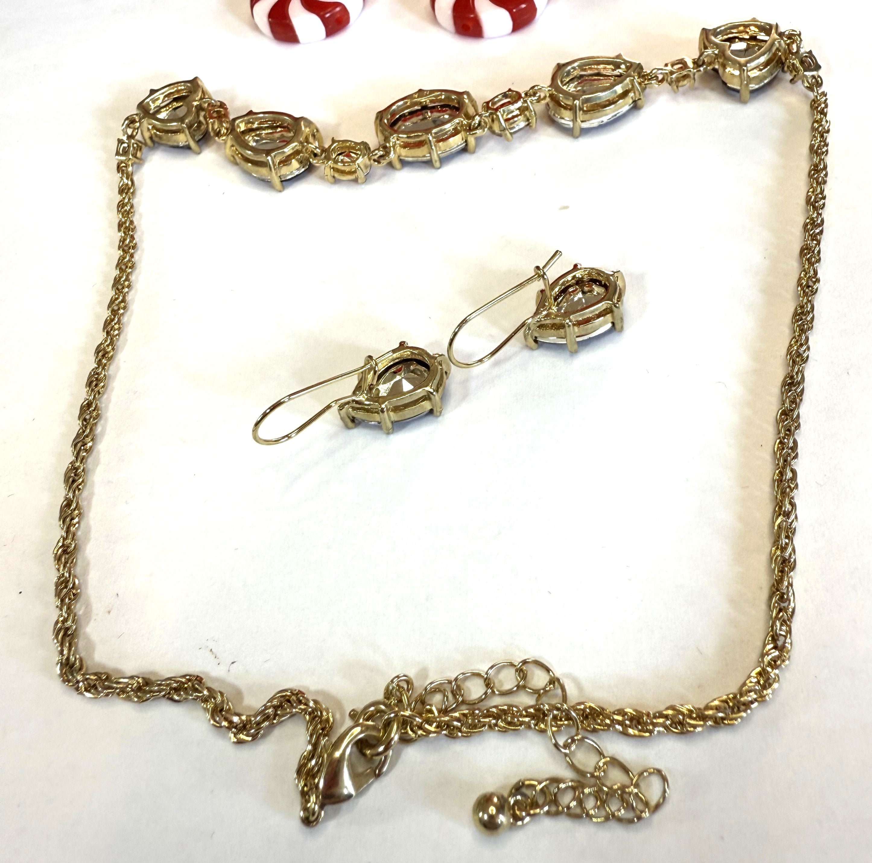 Avon - In Box, Topax Jewelry Set - Pierced Earrings and Neckalce