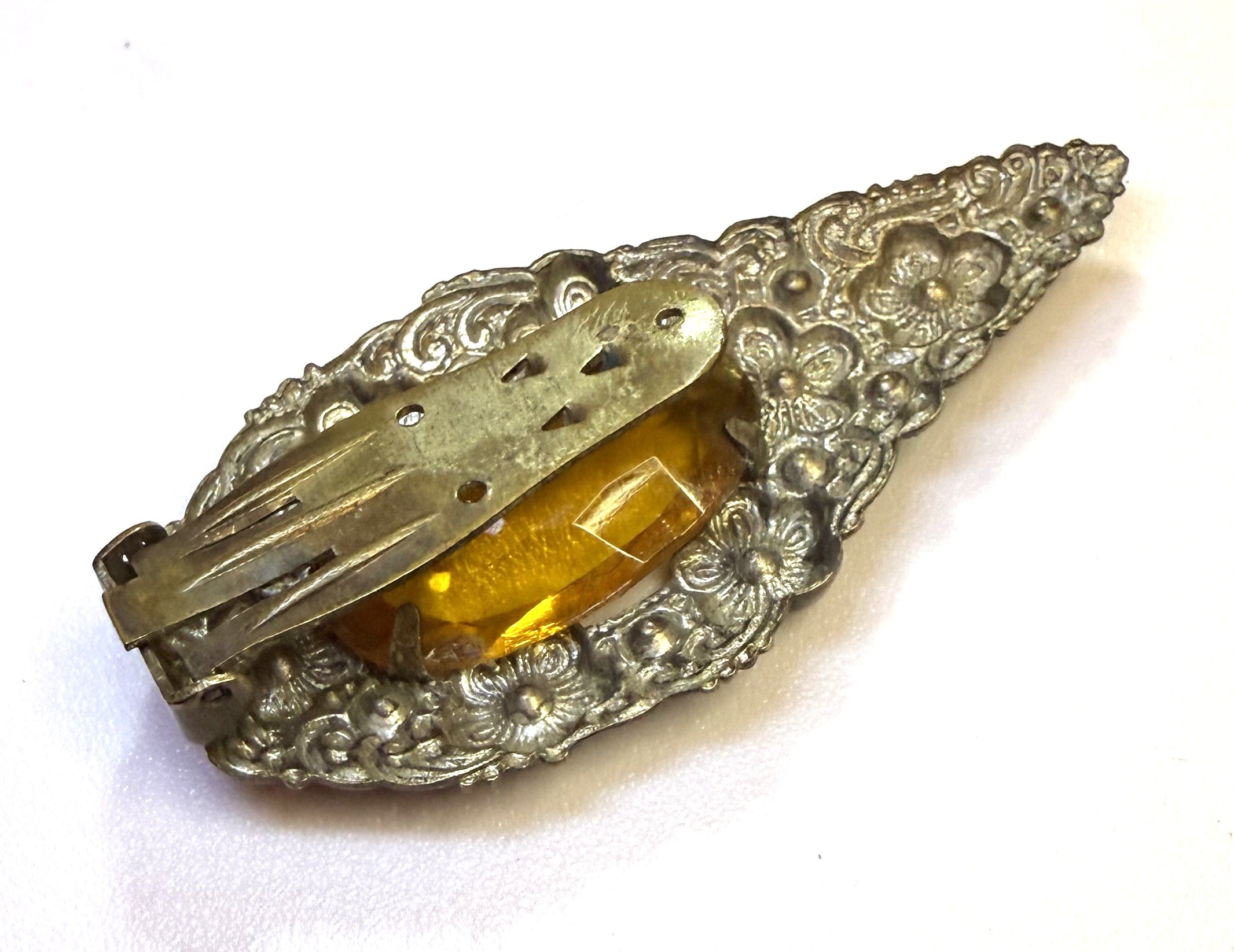 Rare Dress Clip - 1920s are earlier - stunning Austrian or Czech Stones.. A teardrop keepsake over 100 years old!
