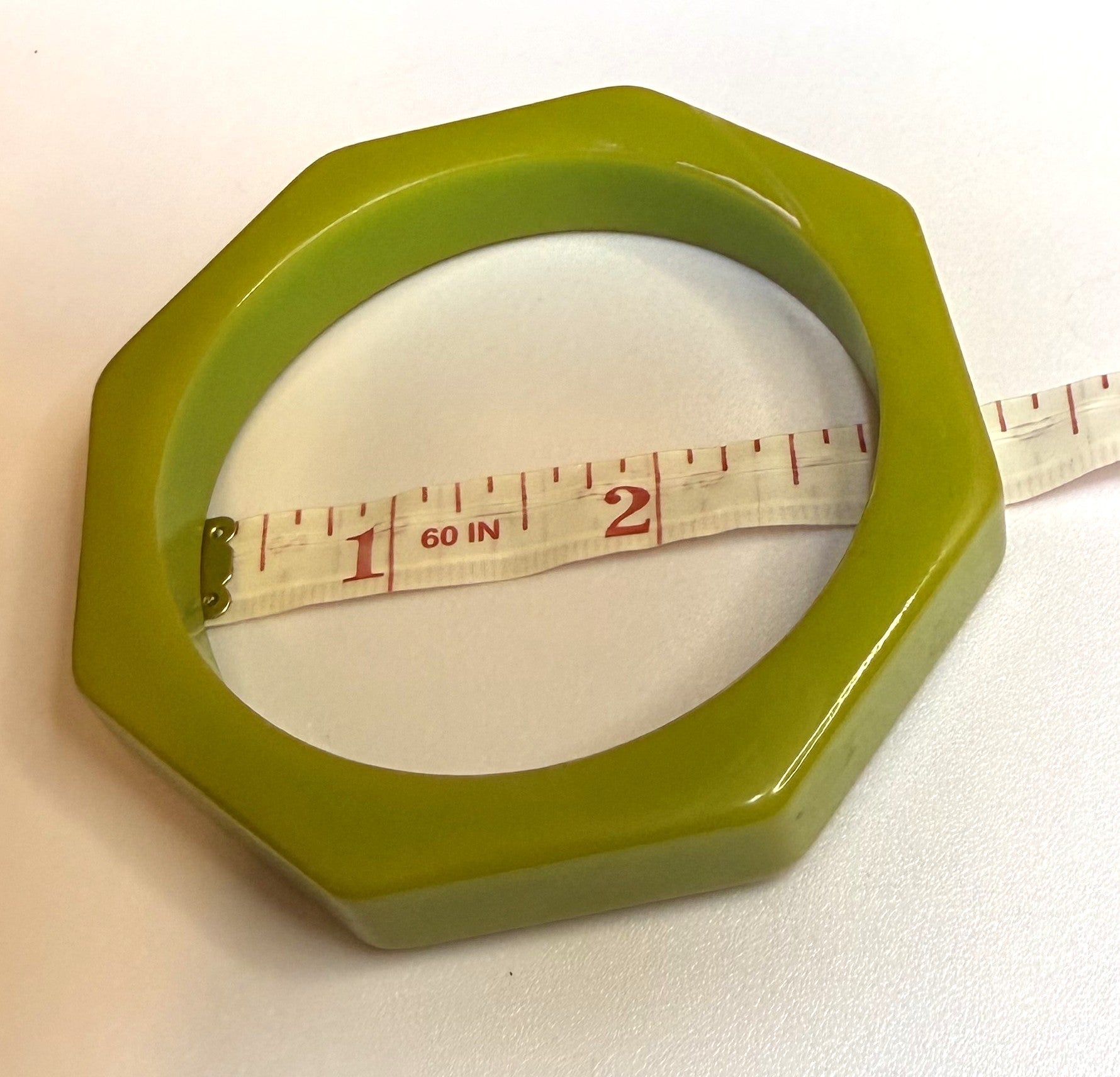 Vintage Lime Green Octagonal Bakelite Bangle - 1940s *Tested* Small/Medium, AUTHENTIC