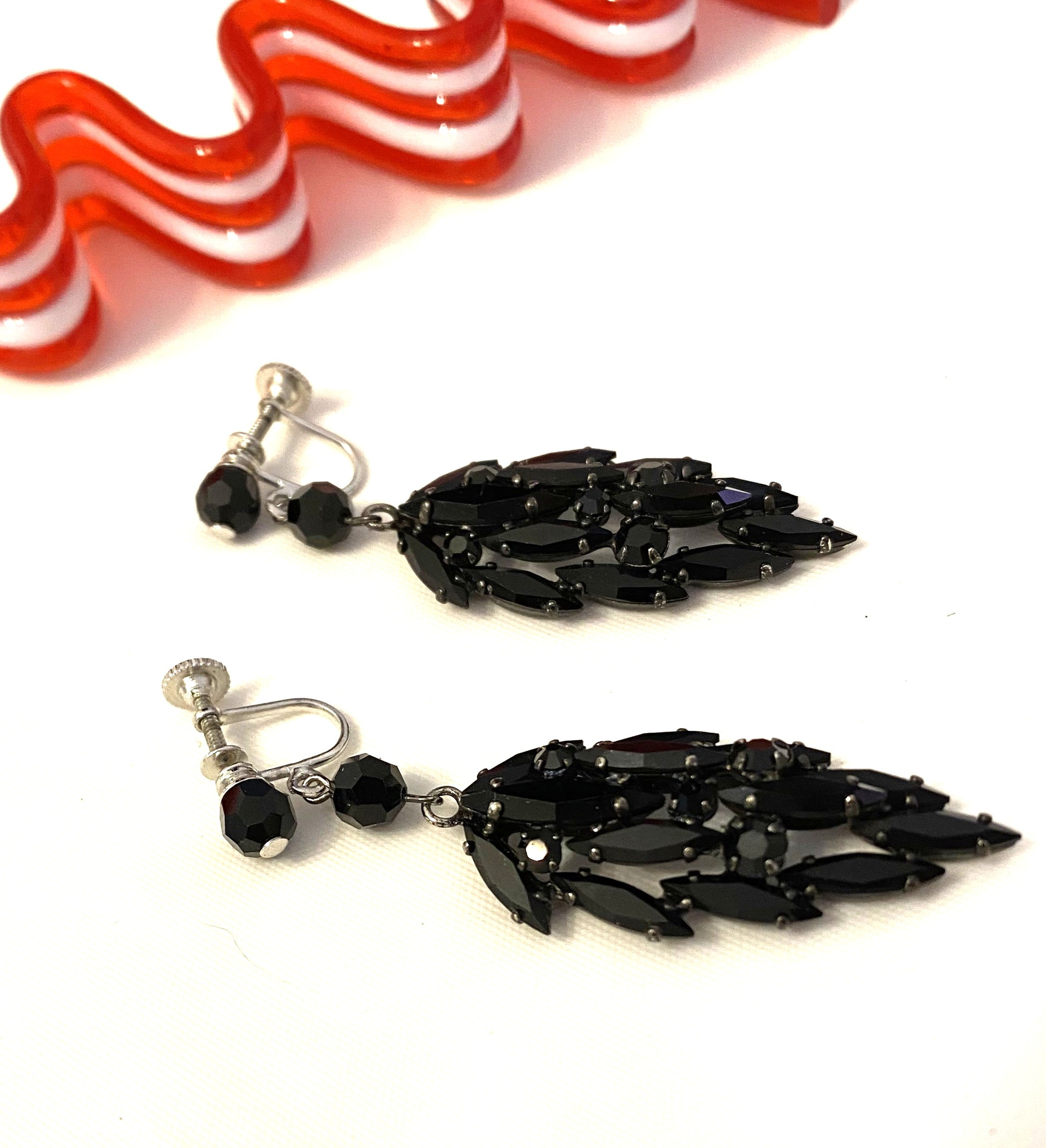 Gorgeous Vintage Avon of Belleville Black Screwback Earrings - 1950s, Boucher Designer - Peppermint-Twist-Vintage.com
