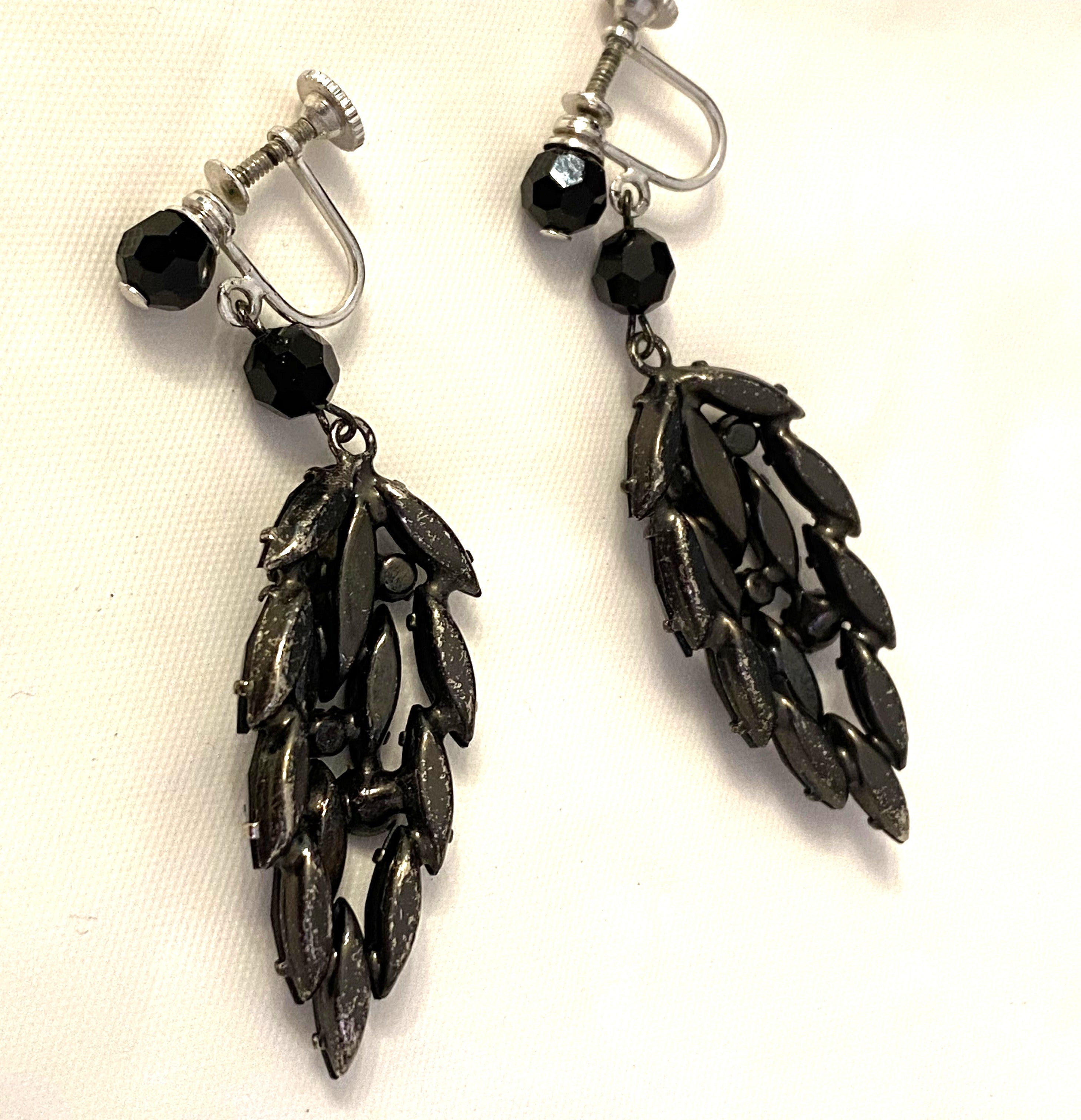 Gorgeous Vintage Avon of Belleville Black Screwback Earrings - 1950s, Boucher Designer - Peppermint-Twist-Vintage.com